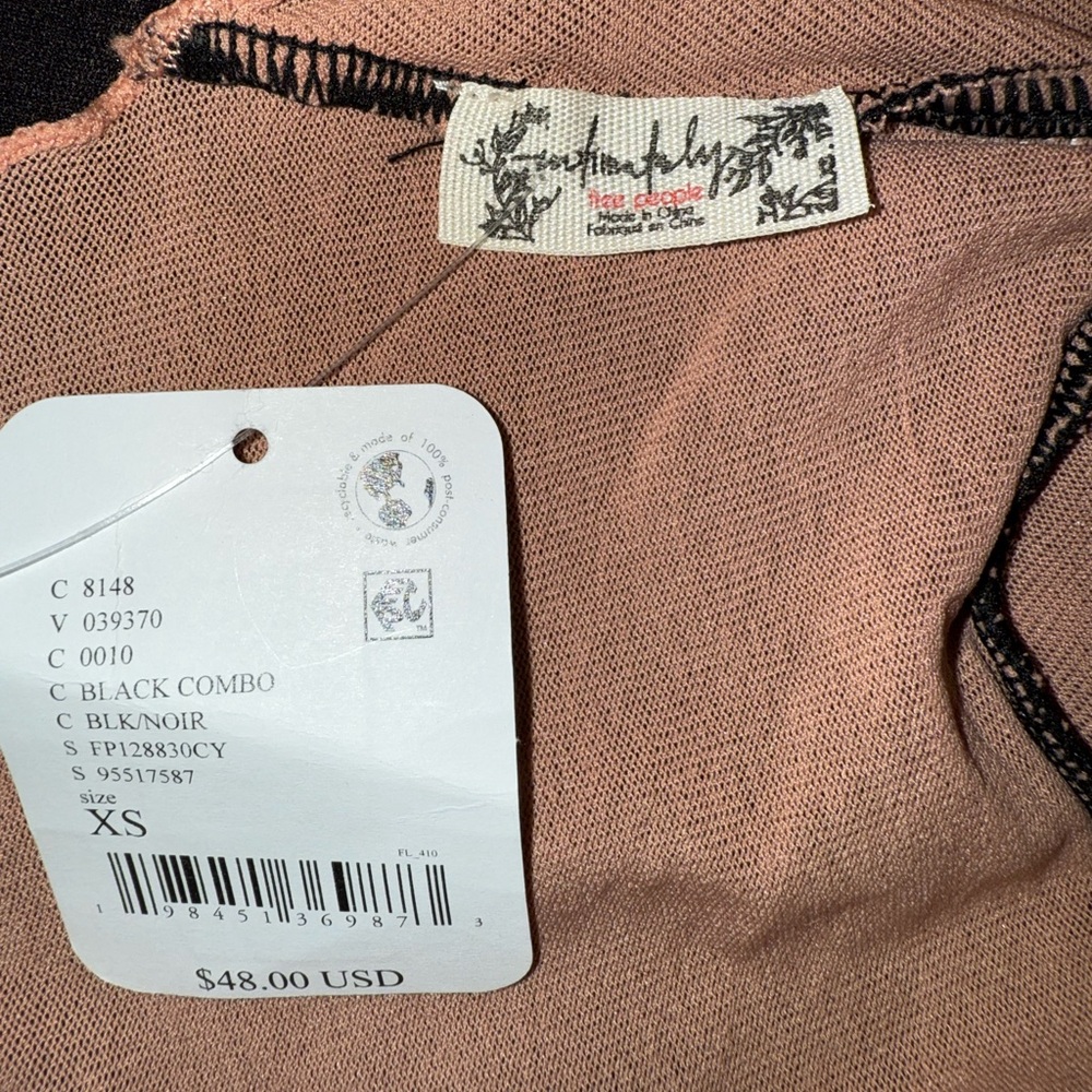 Free People Intimately Double Take Black and Nude Long Sleeve Top XS NWT - Picture 5 of 5